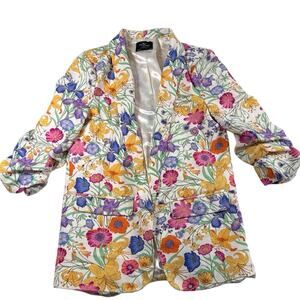 Milk & Honey Floral Blazer Jacket Multicolor Open Front Women’s Small